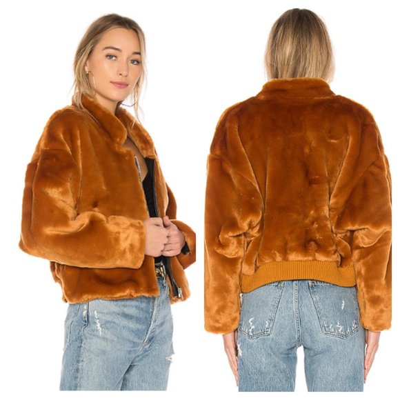 Free People Jackets & Blazers - Free People Furry Bomber Jacket Terracotta